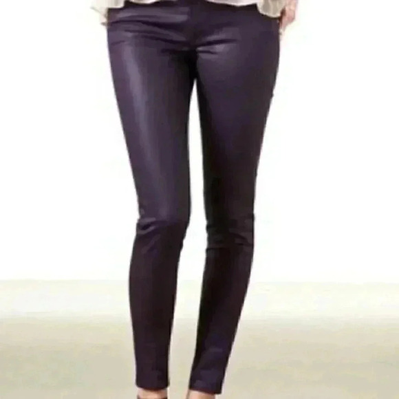 American Eagle Outfitters Coated High Rise  Skinny Jeans Jeggings Purple Size 4 - Picture 2 of 14
